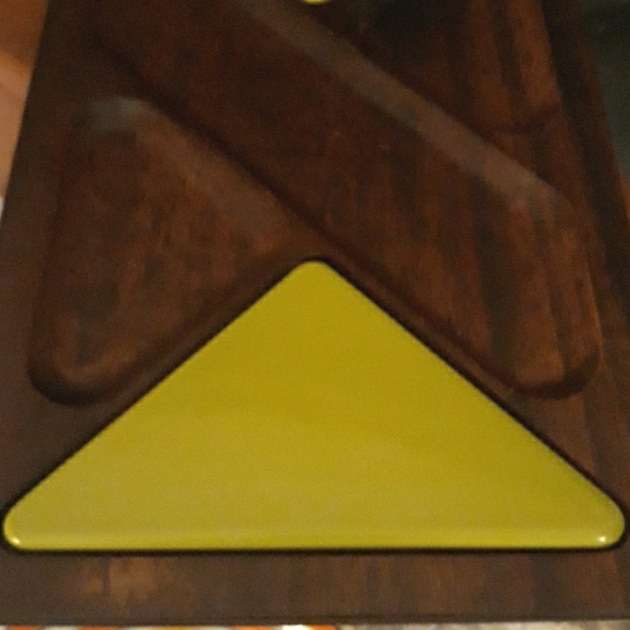 Sere Mid-Century Modern Japan Hard Wood Tray with Decorative Green Tiles - Picture 3 of 6